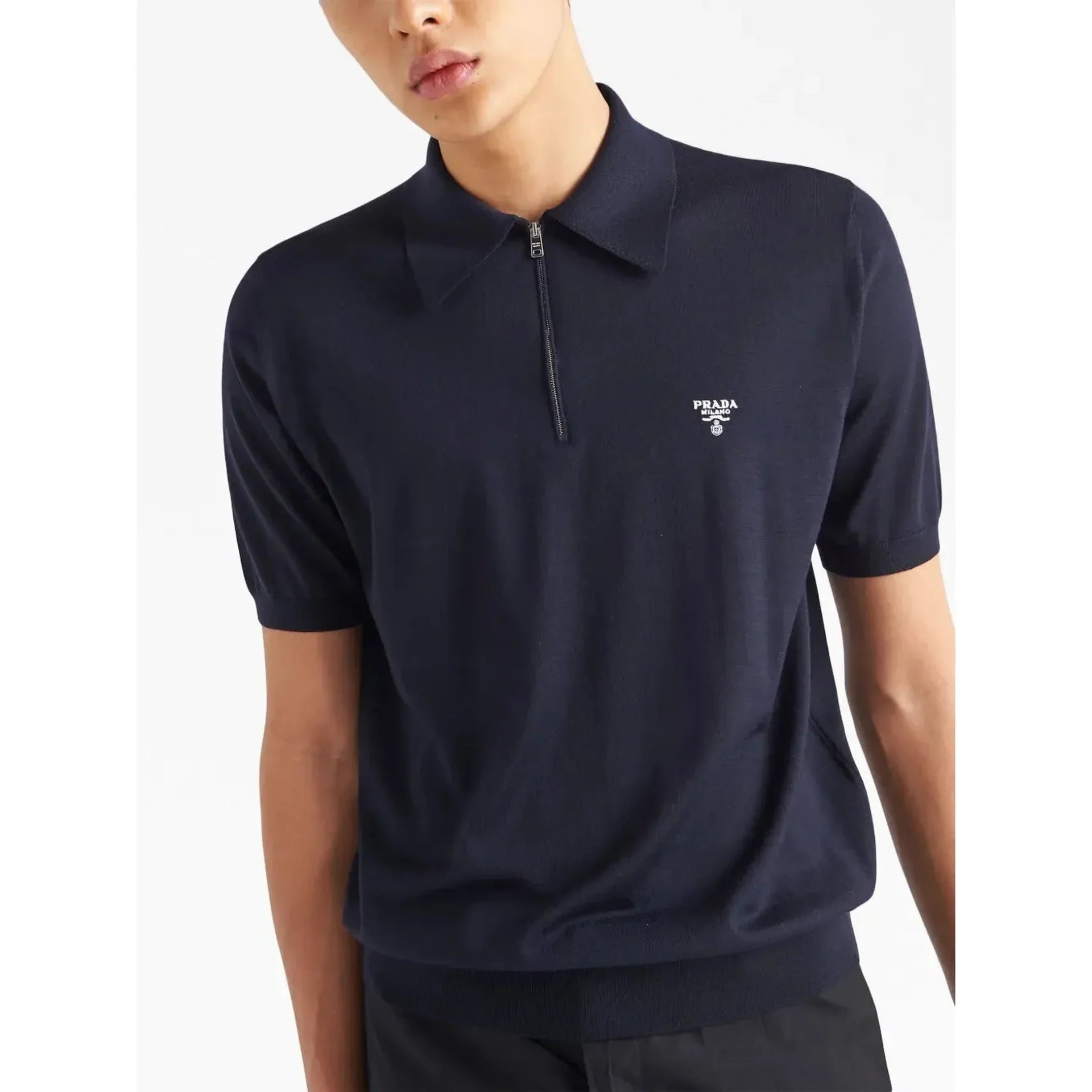 Polo Prada - Laine à col zippé - Bleu Marine