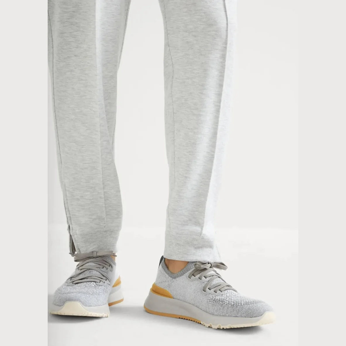 Espadrilles Brunello Cucinelli - En maille de coton technique - Gris clair