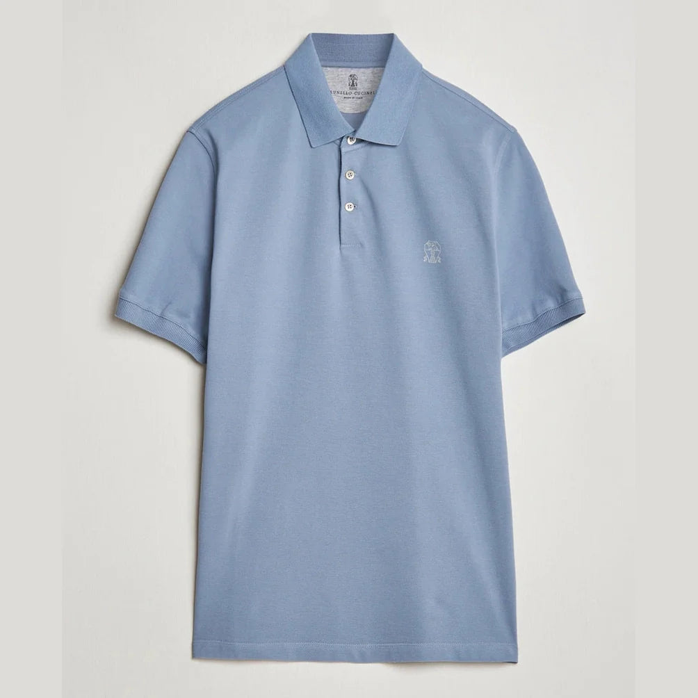 Polo Brunello Cucinelli - Coton - Bleu Ciel