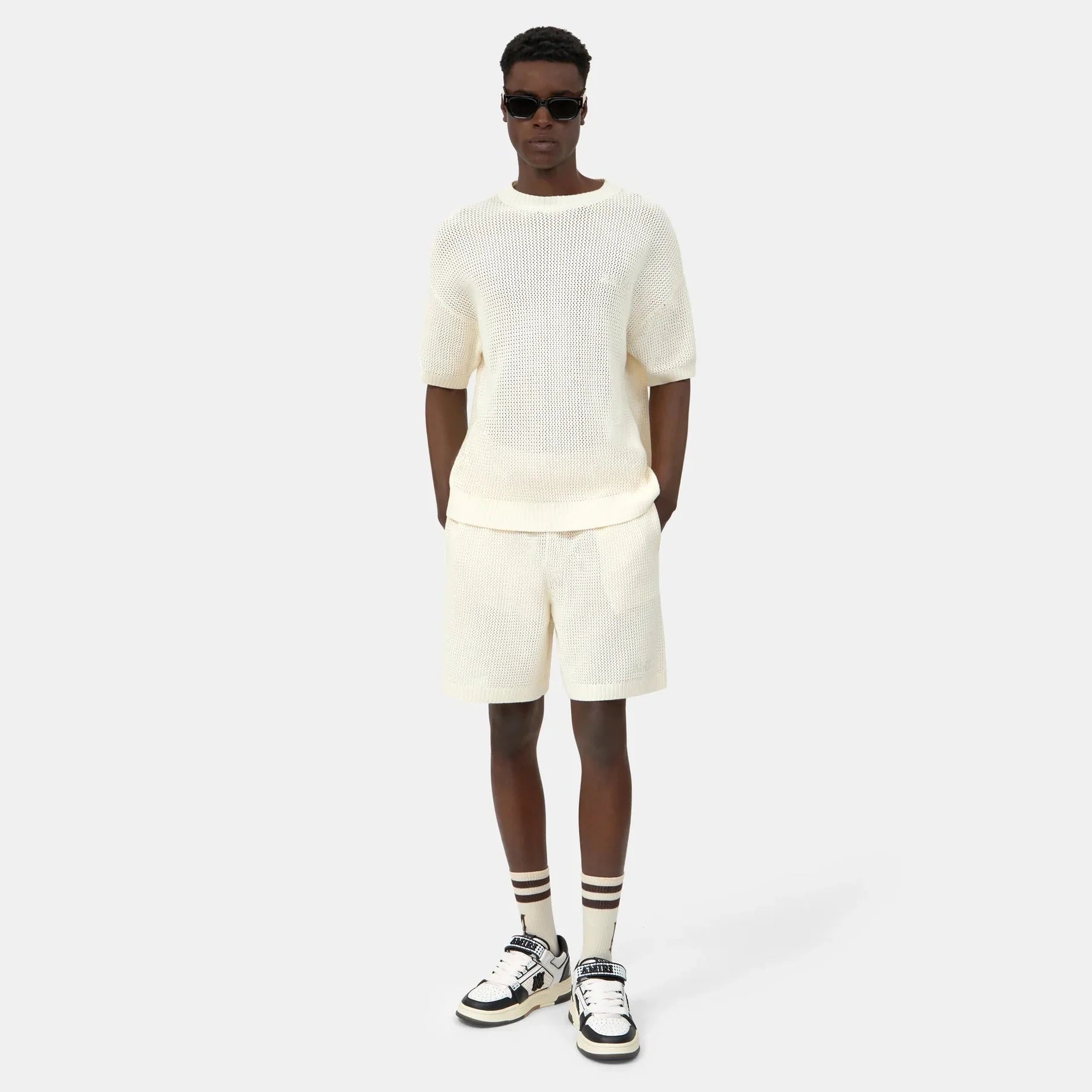 T-Shirt Amiri - Maille crochetée de coton - Ivory