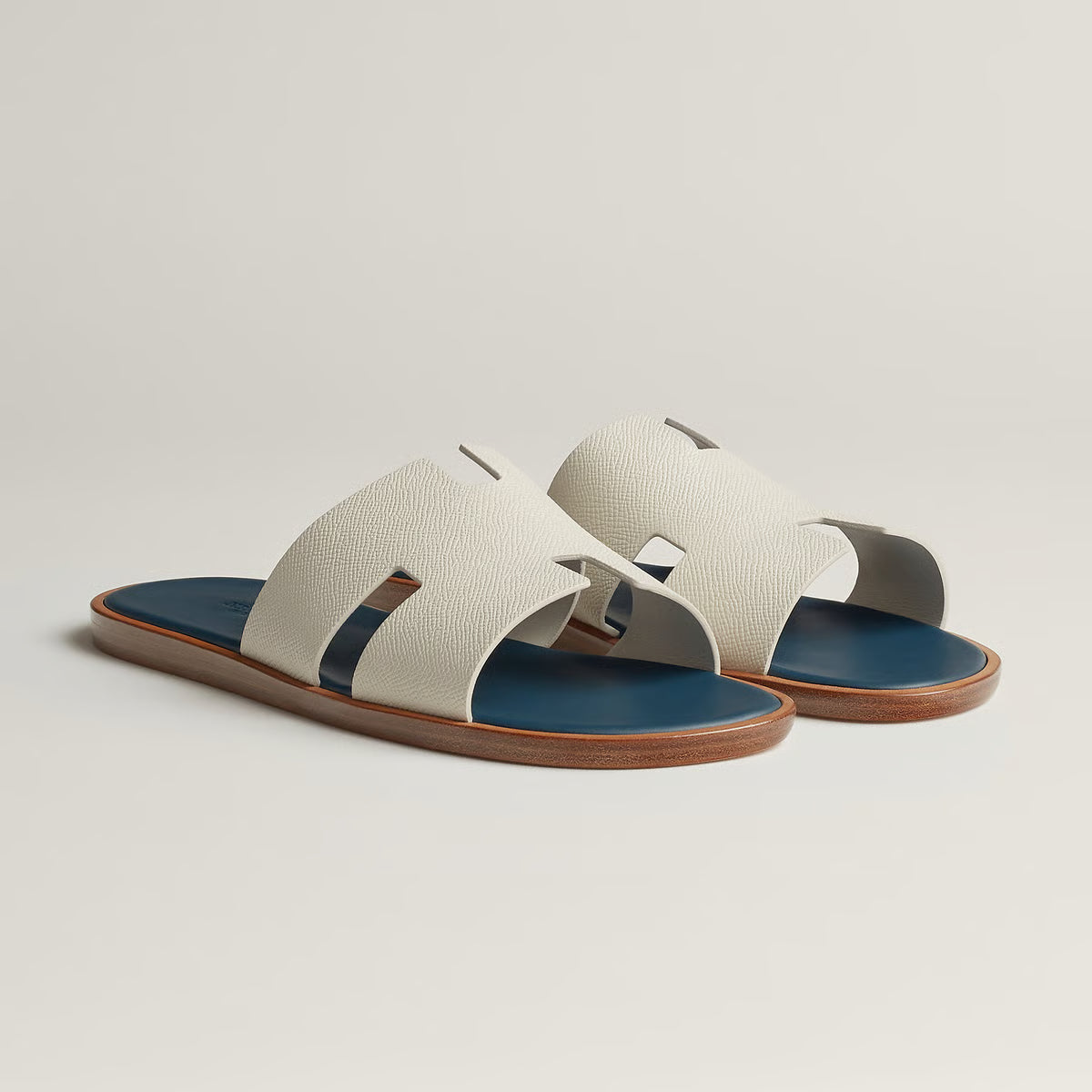 Sandales Hermes - Izmir - Blanc De Paris/Bleu Céleste