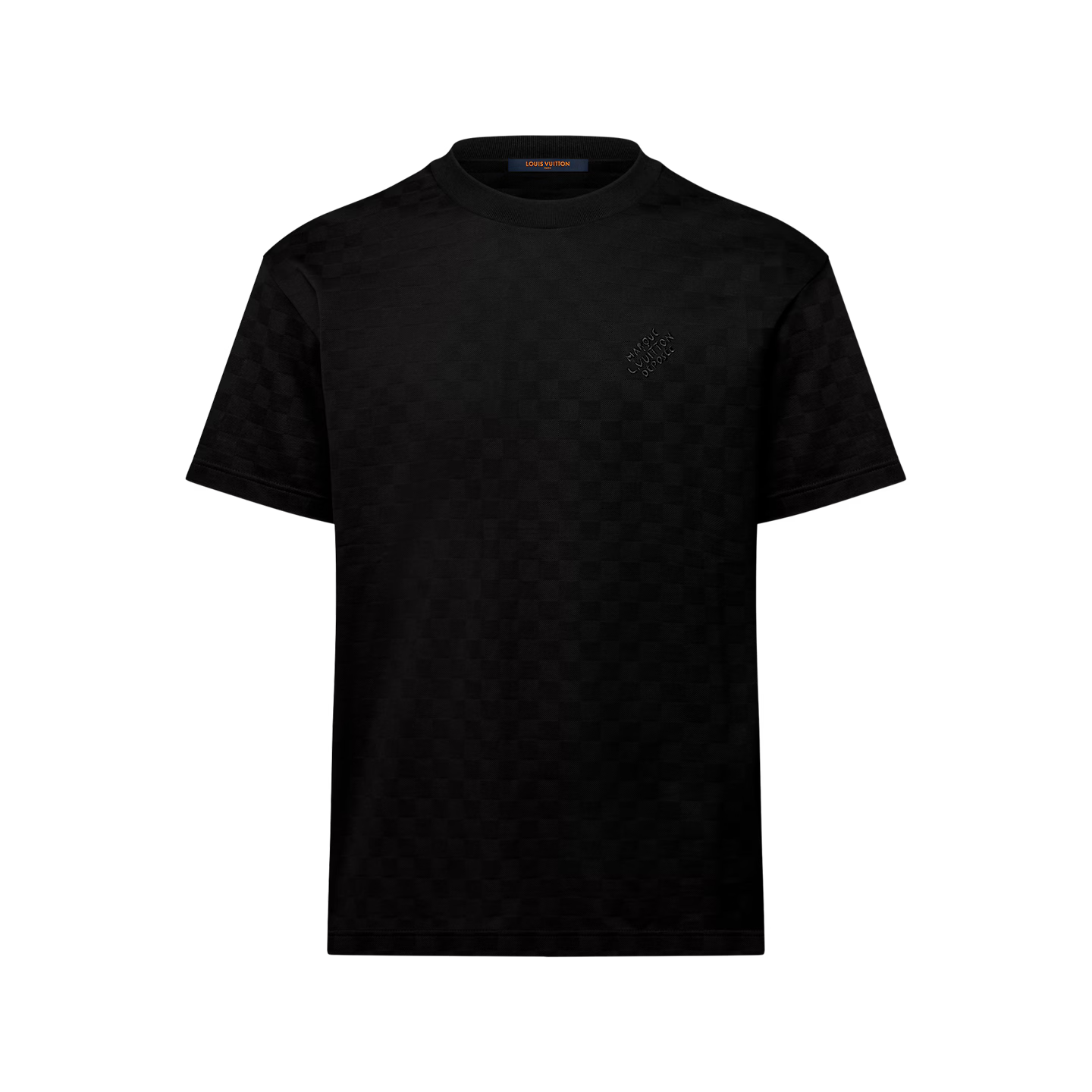 T-Shirt Louis Vuitton - à motif Damier et signature - Noir
