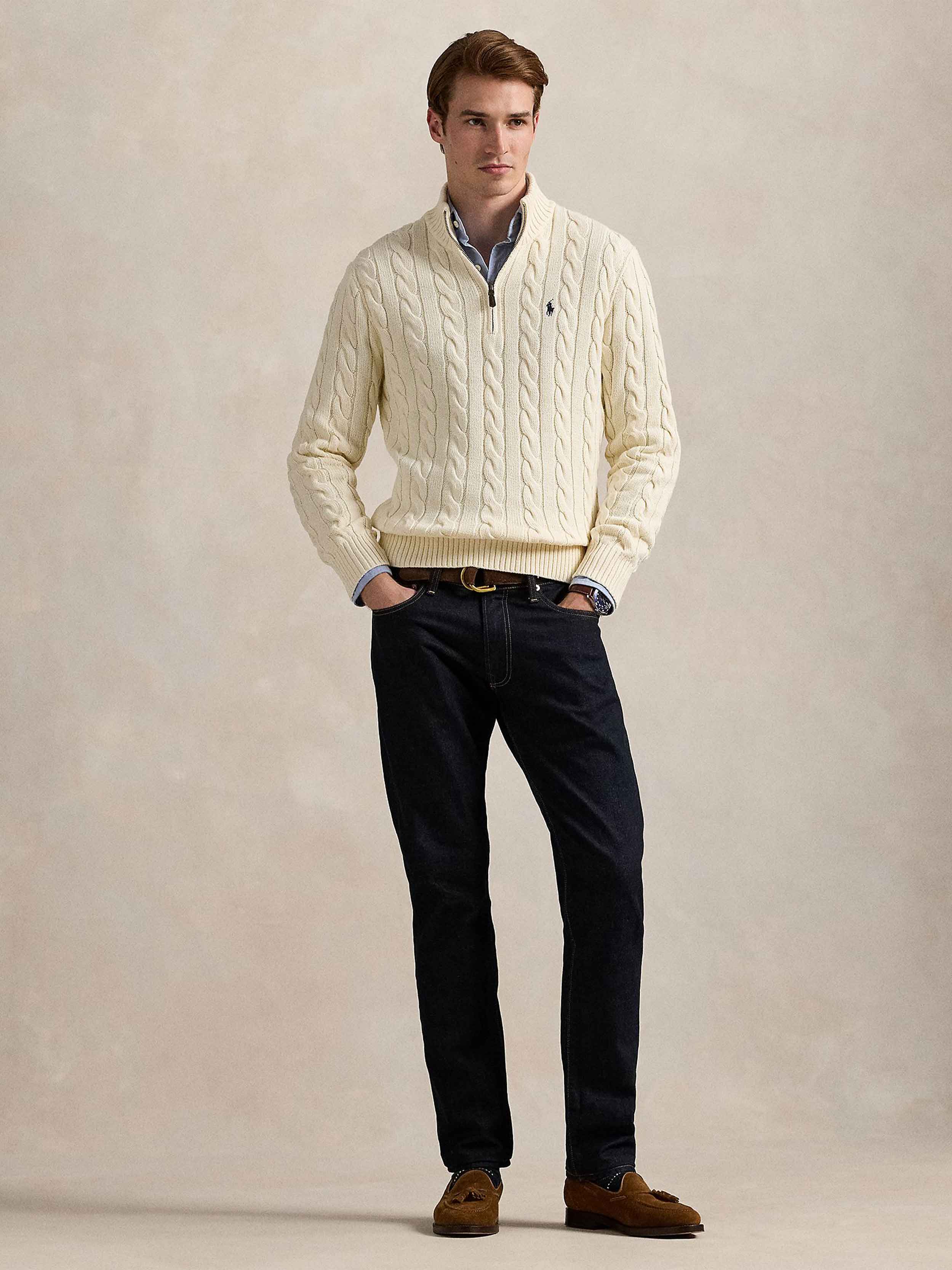 Polo Ralph Lauren - Men's Cable-Knit Cotton Quarter-Zip Sweater