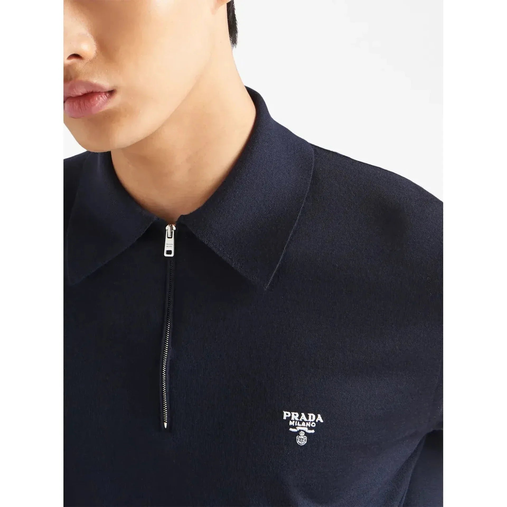 Polo Prada - Laine à col zippé - Bleu Marine