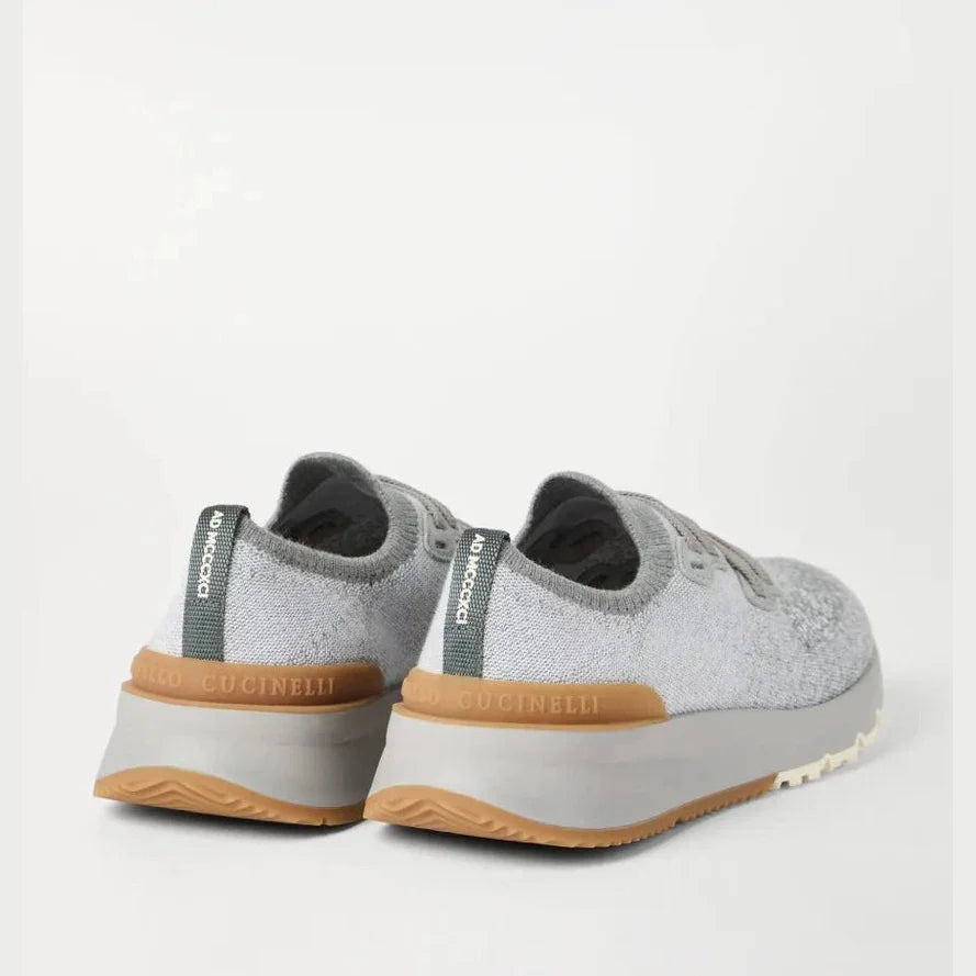 Espadrilles Brunello Cucinelli - En maille de coton technique - Gris clair