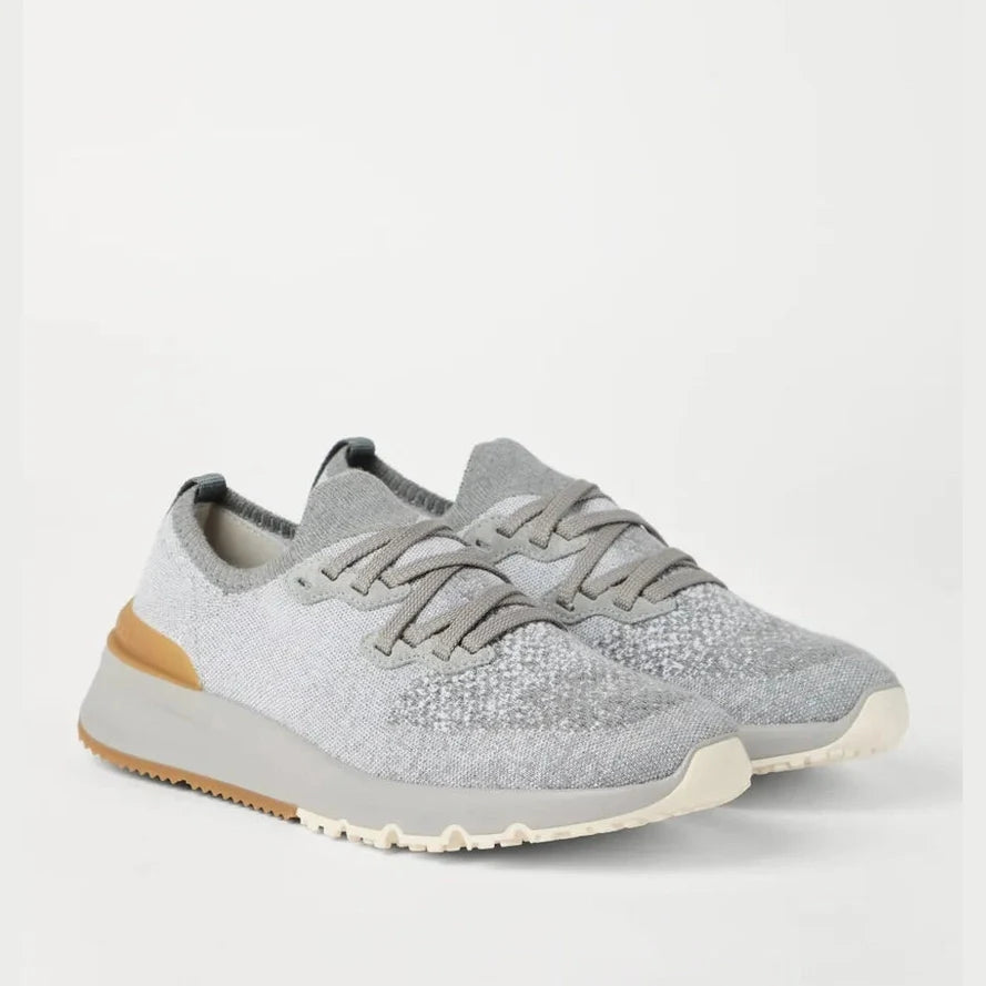 Espadrilles Brunello Cucinelli - En maille de coton technique - Gris clair