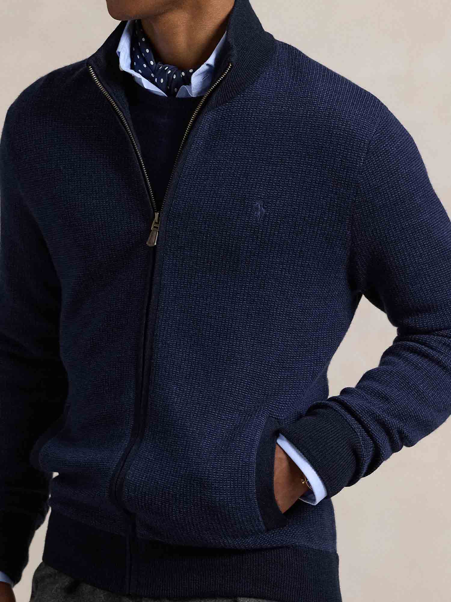 Polo Ralph Lauren - Textured Washable Wool Full-Zip Sweater