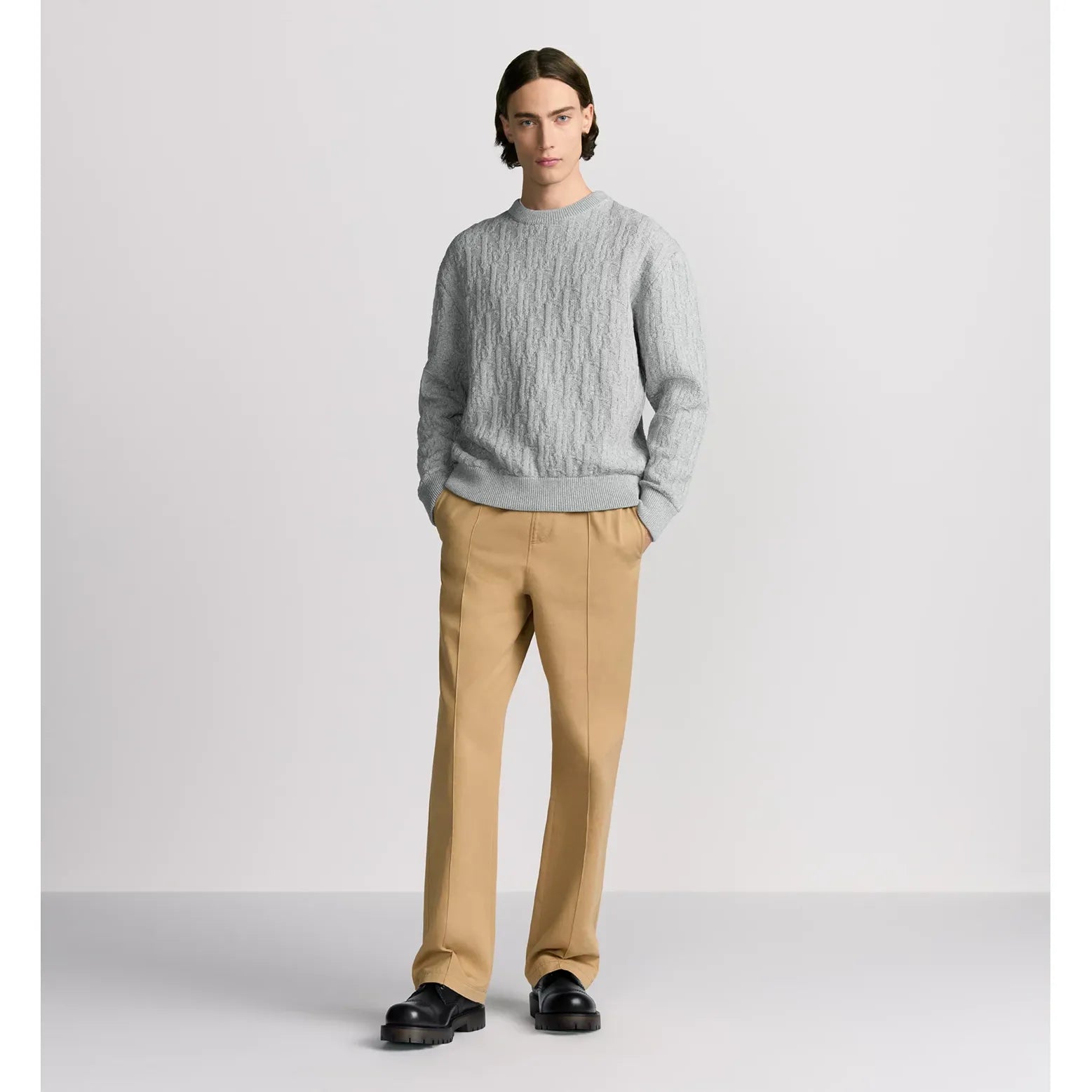 Pull Dior - Oblique Jacquard de coton mélangé - Gris