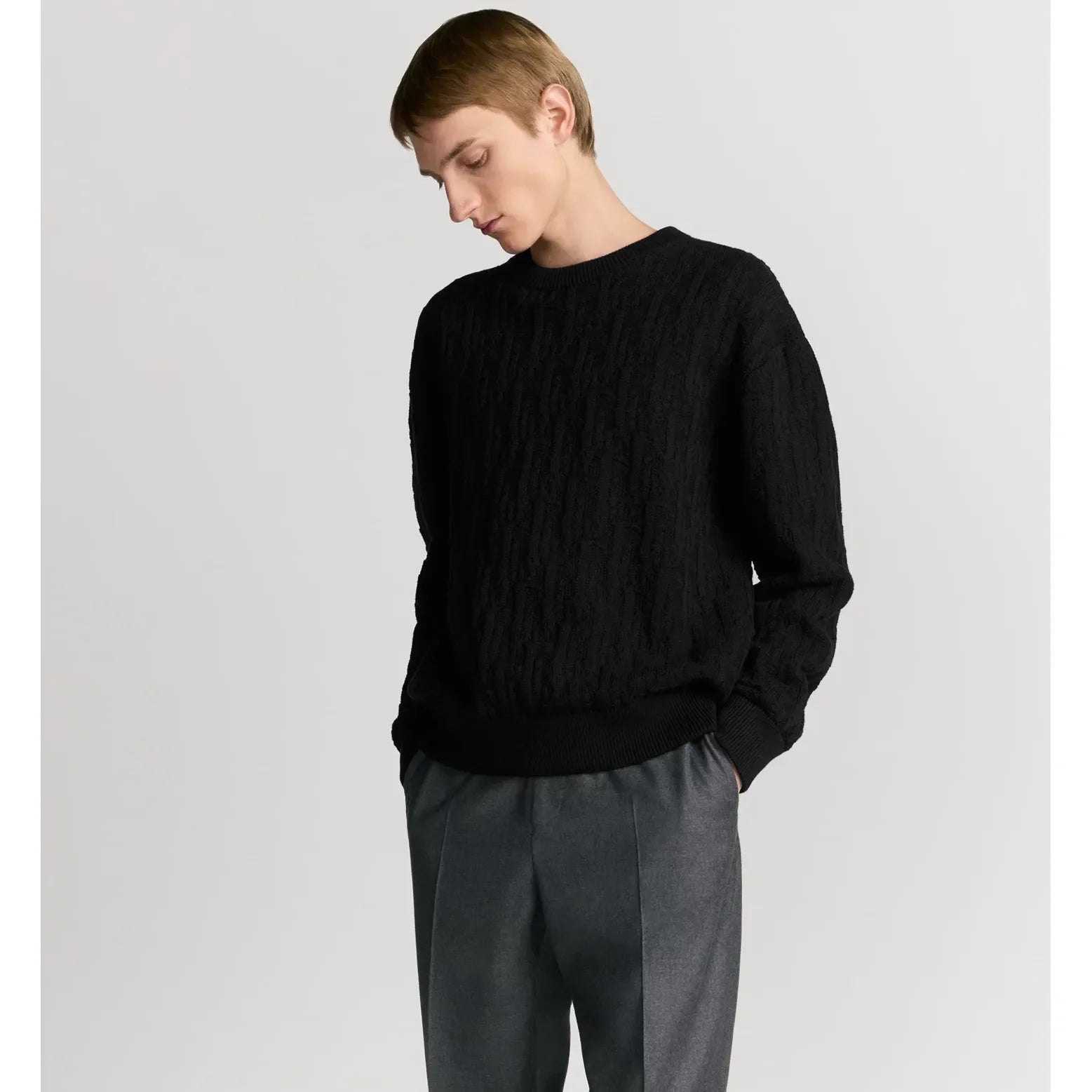 Pull Dior - Oblique Jacquard de coton mélangé - Noir