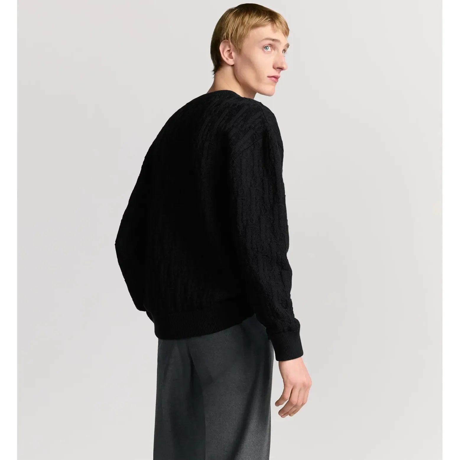 Pull Dior - Oblique Jacquard de coton mélangé - Noir