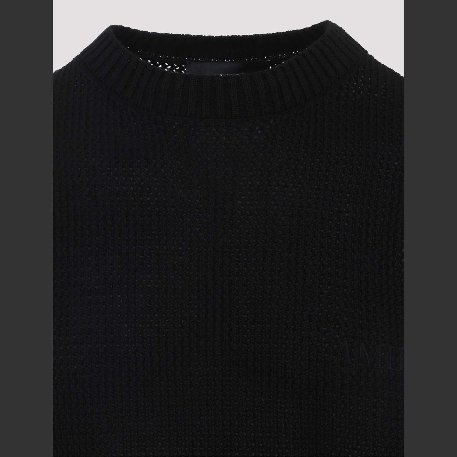 T-Shirt Amiri - Maille crochetée de coton - Noir