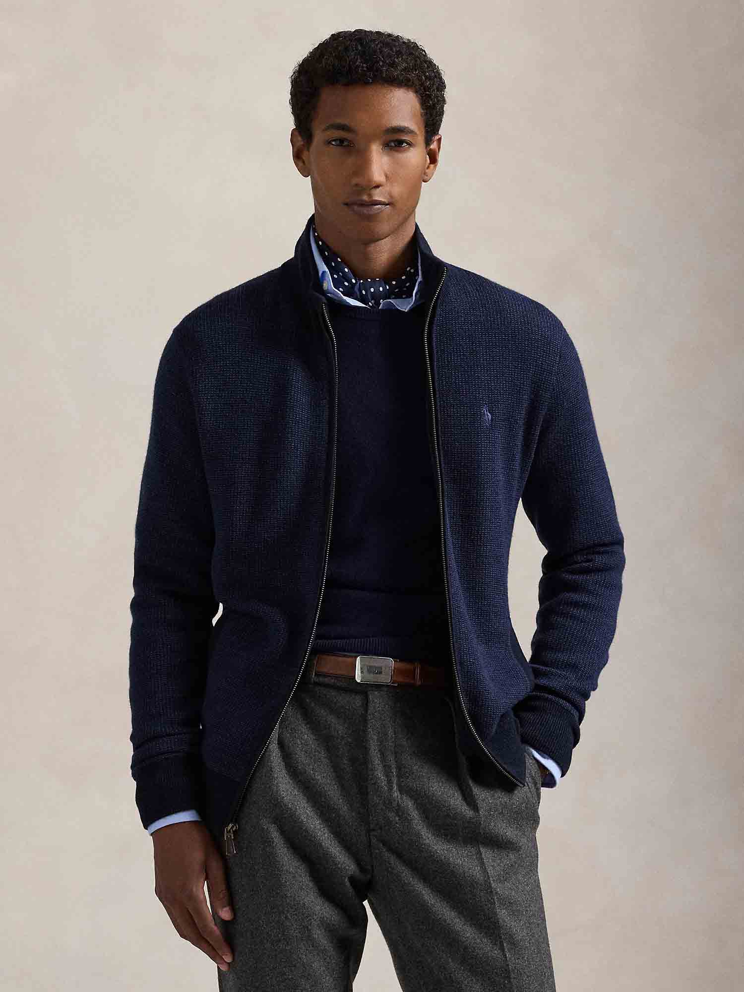 Polo Ralph Lauren - Textured Washable Wool Full-Zip Sweater