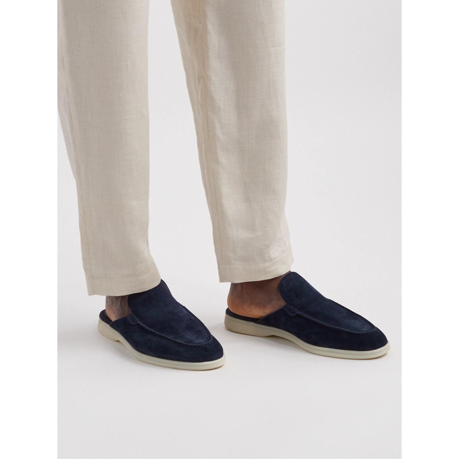 Mules Loro Piana - Walk Suede - Bleu Marine
