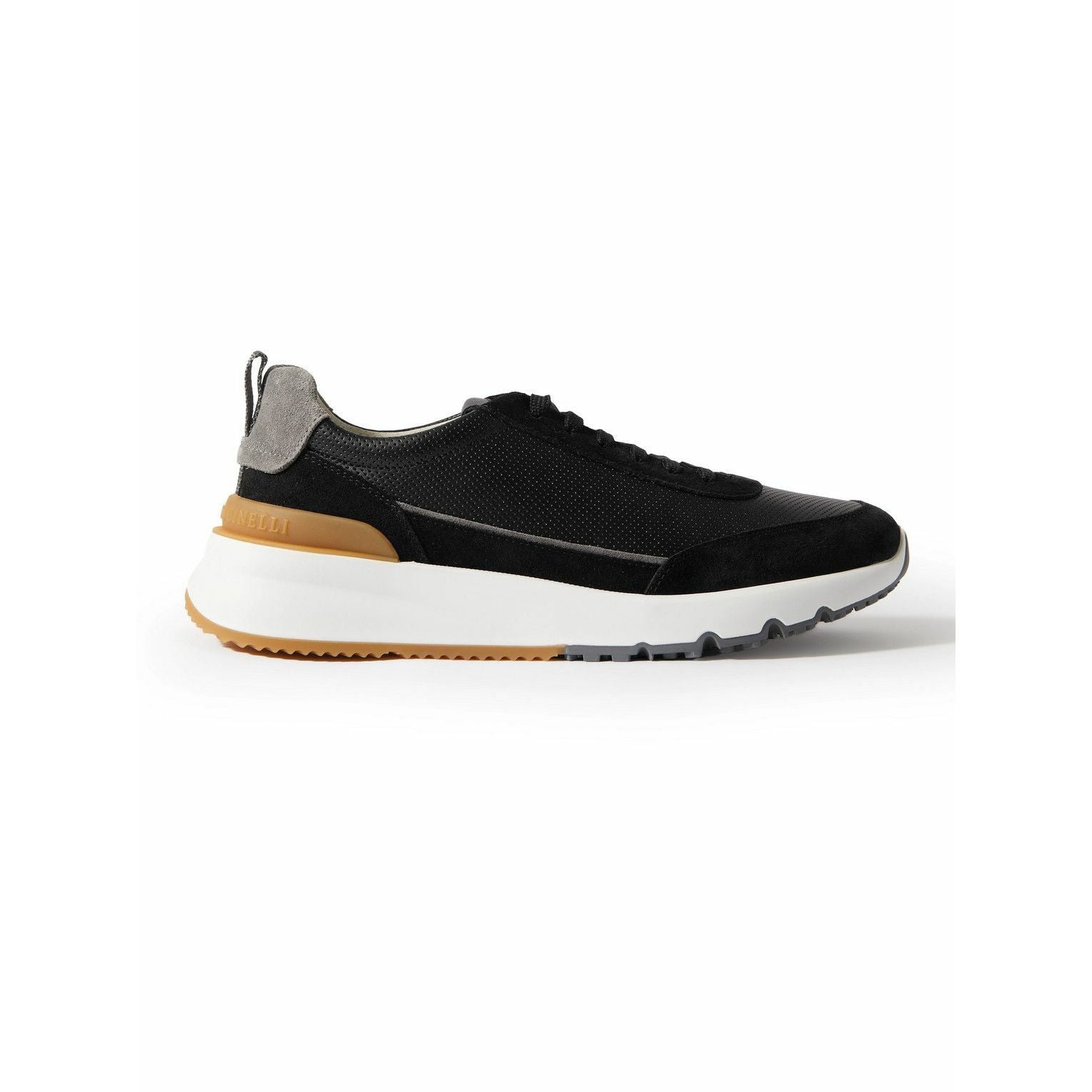 Espadrilles Brunello Cucinelli - Cuir perforé et Daim - Noir