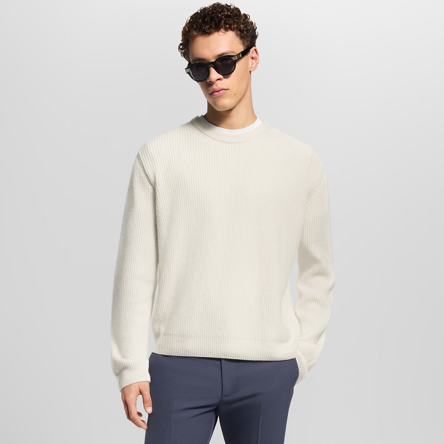 Pull Louis Vuitton - Signature brodée en cachemire- Blanc