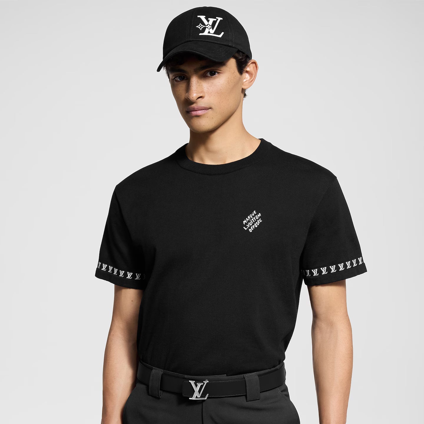 T-Shirt Louis Vuitton - Motif jacquard mini LV - Noir