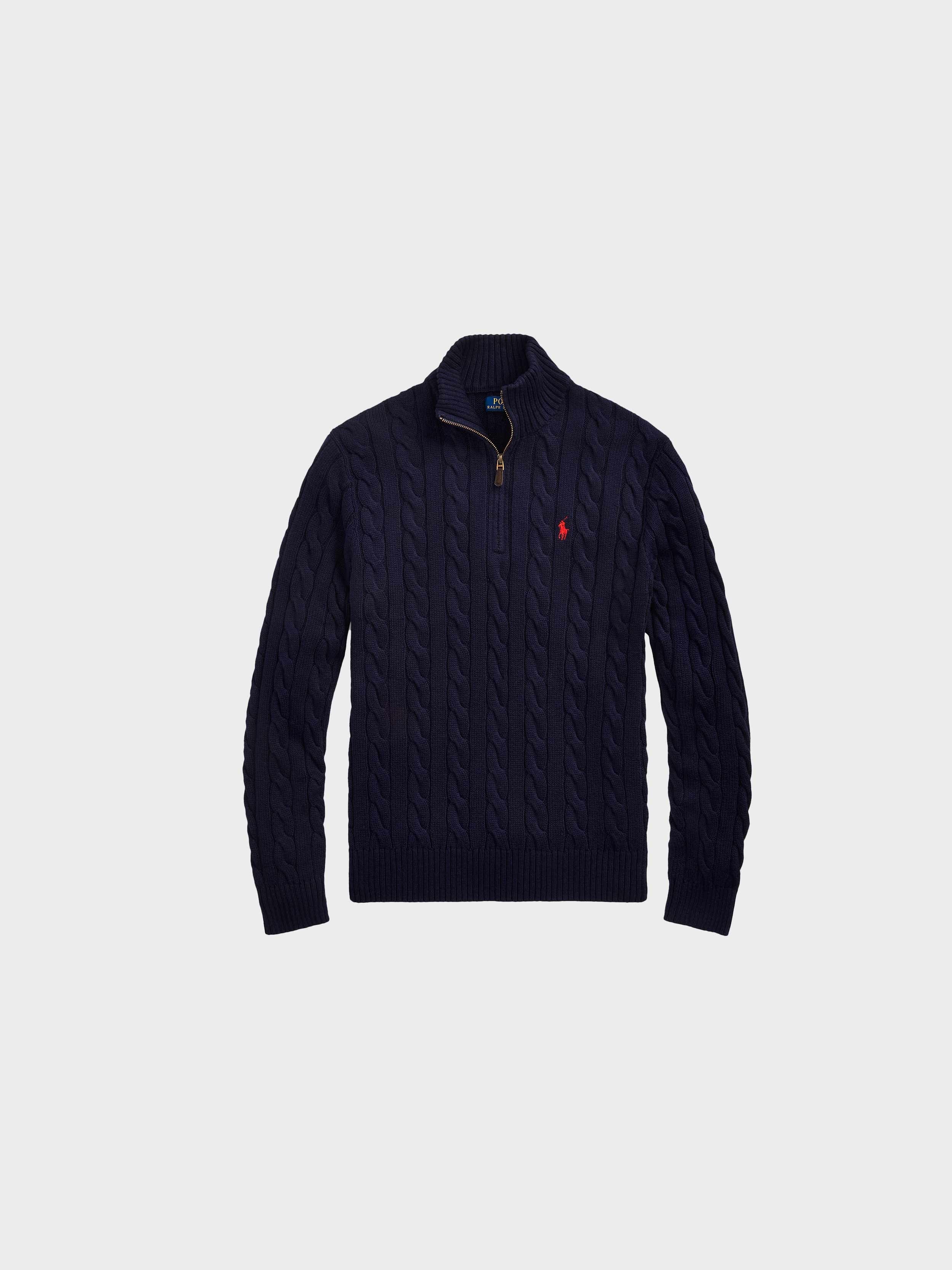 Polo Ralph Lauren - Men's Sweater With Zipper And Leather Detail