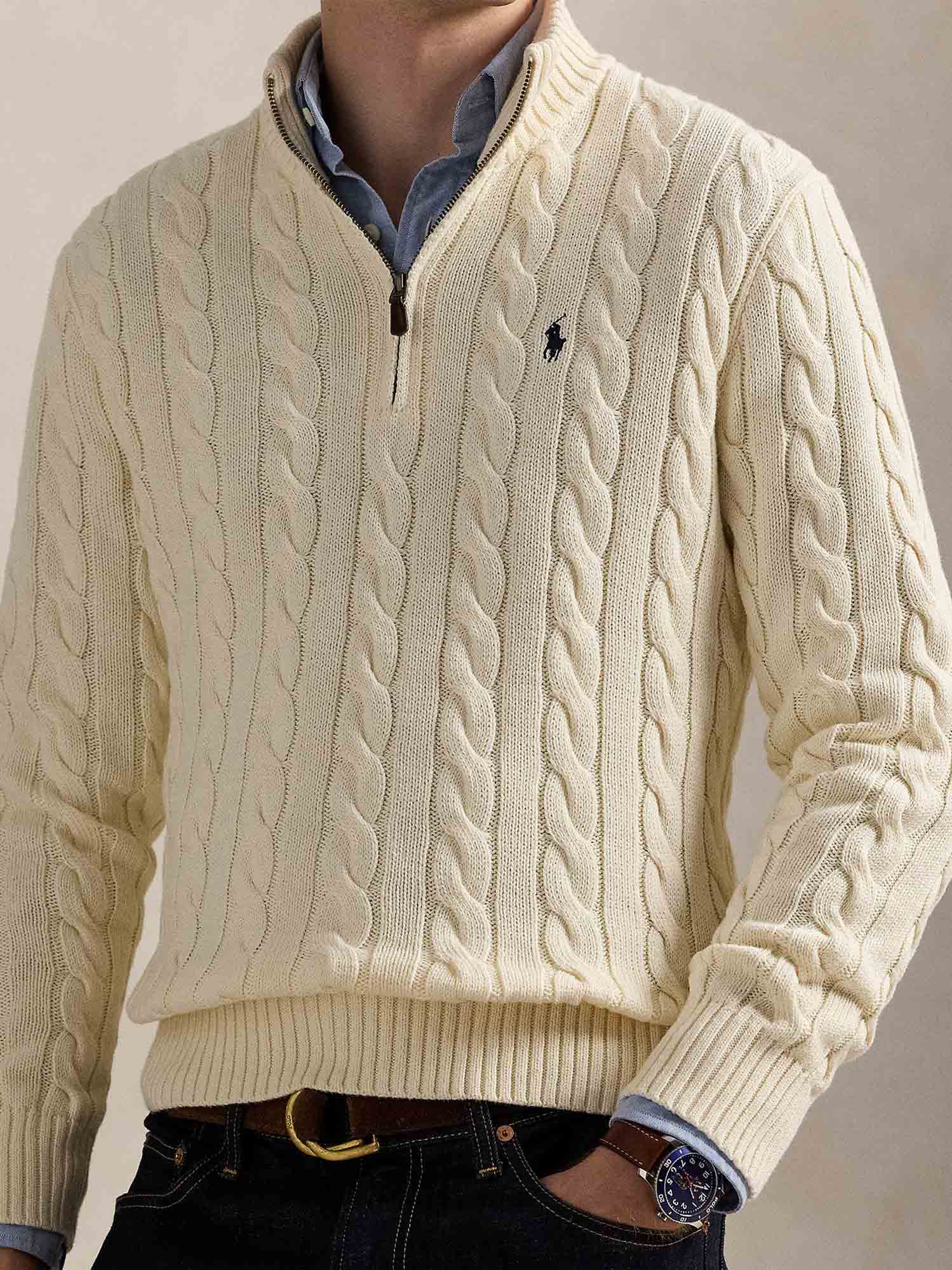 Polo Ralph Lauren - Men's Cable-Knit Cotton Quarter-Zip Sweater