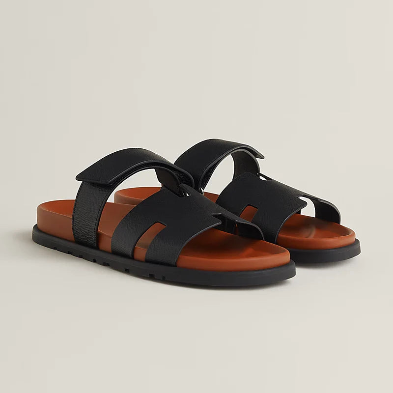 Sandales Hermes - Chypre - Noir/Naturel