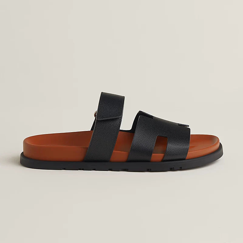 Sandales Hermes - Chypre - Noir/Naturel