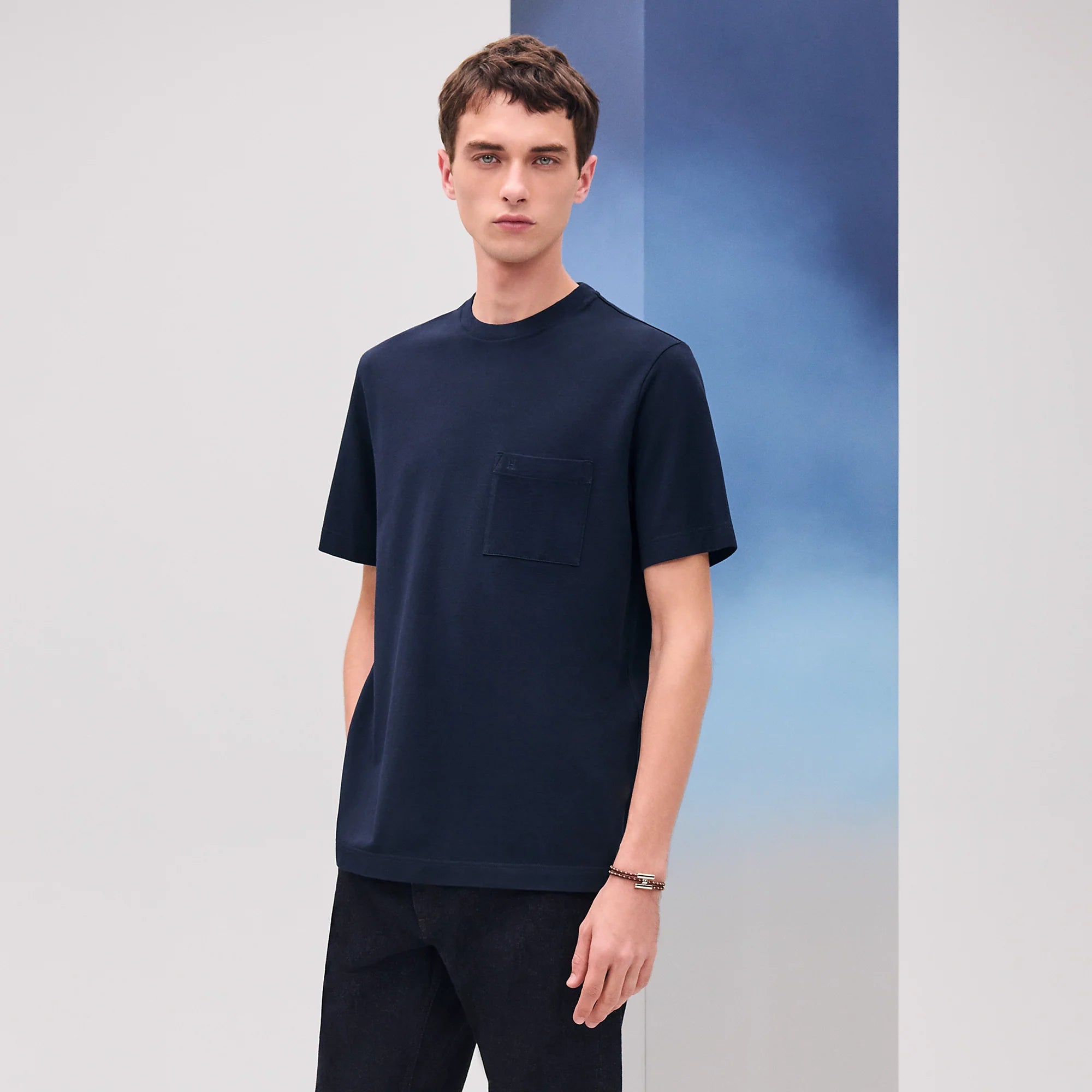 T-Shirt Hermes - Piqûres Sellier - Marine